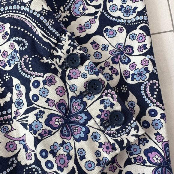 Talbots Pants Womens 8 Blue Purple Floral Paisley Perfect Cropped Ankle Classic - Picture 5 of 10